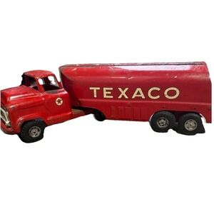 Vtg Buddy L Texaco Fuel Tanker Truck Red Pressed Steel Moline Toy